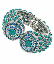Turquoise and Aquamarine Hinged Bracelet
